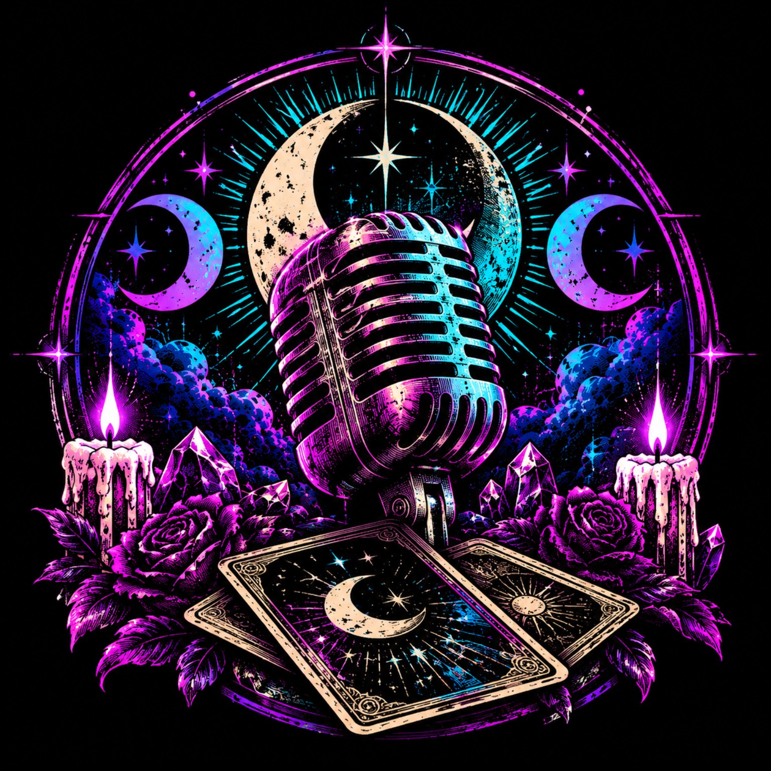 Arte Moonlight: hierofante diante da lua azul